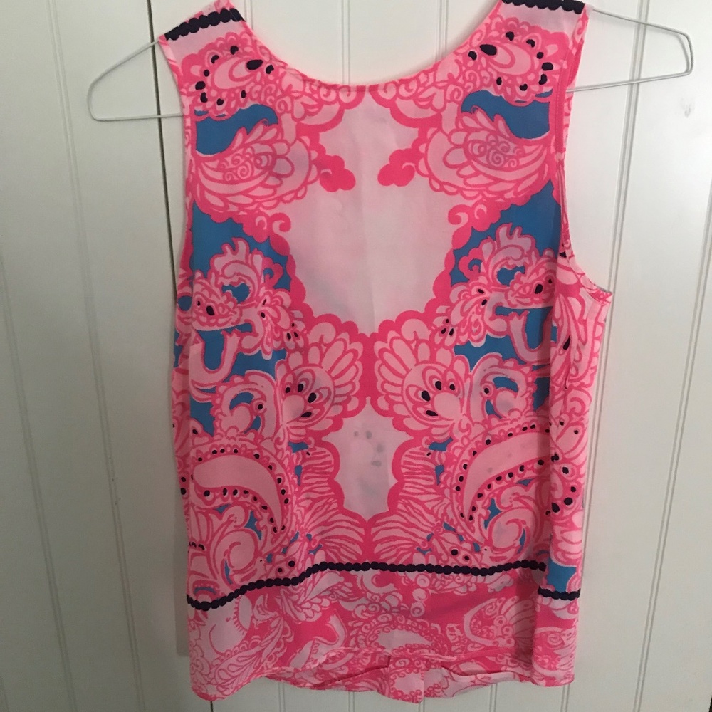 Sleveless Silk Top with Back Button Detail